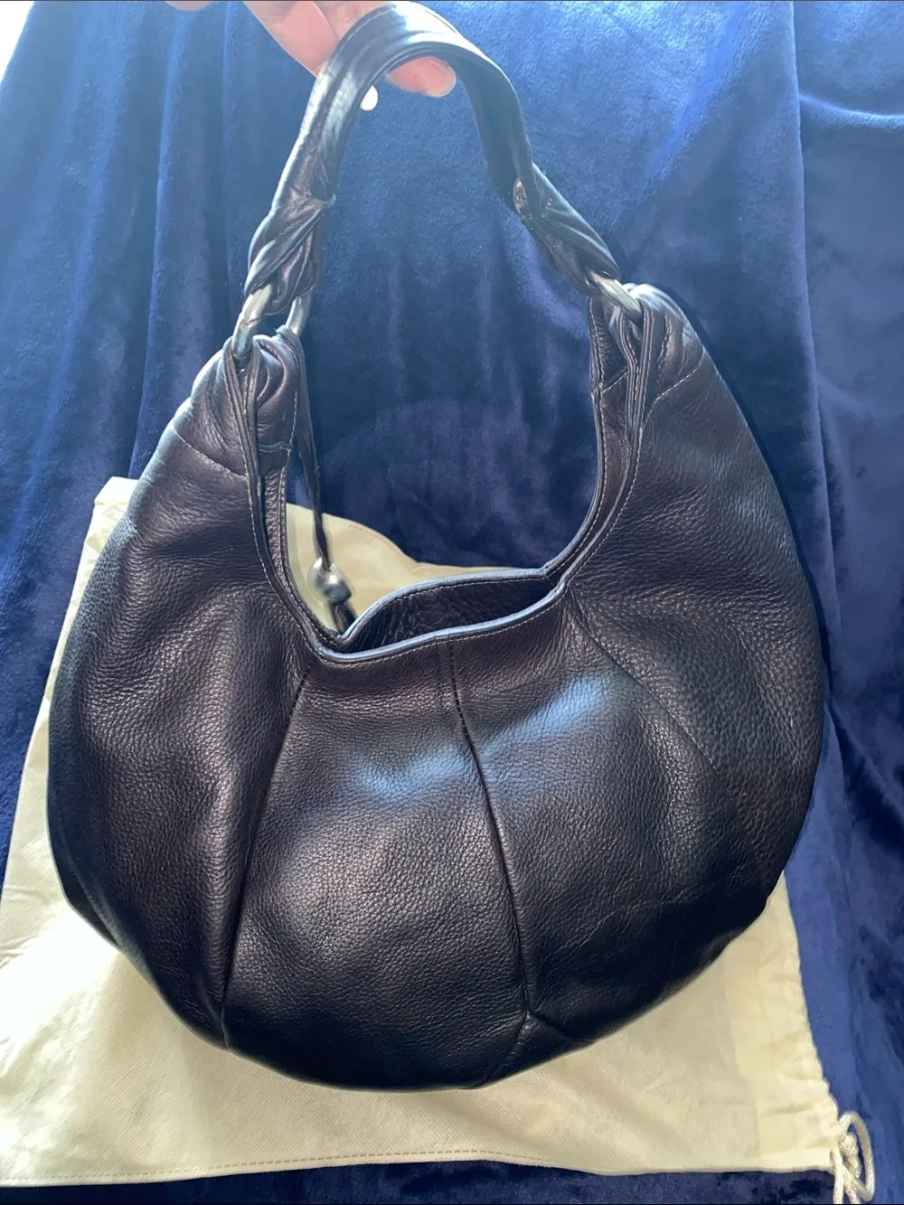 Furla Dark Brown Leather Hobo Bag with Tassel
